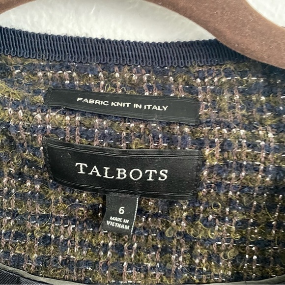 Talbots Women's Size 6 Olive Green Open Front Tweed Blazer Jacket - Picture 3 of 5